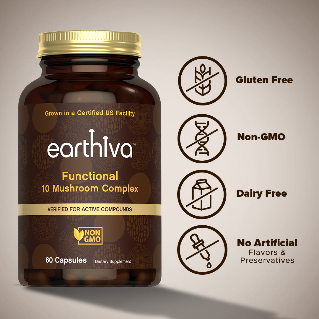 Organic Mushroom Blend | Grown in a Certified US Facility | 10-in-1 Complex 1,200 mg | Lion’s Mane, Chaga, Turkey Tail, Maitake, Shiitake, Reishi & More | Laboratory Tested | Superior Absorption