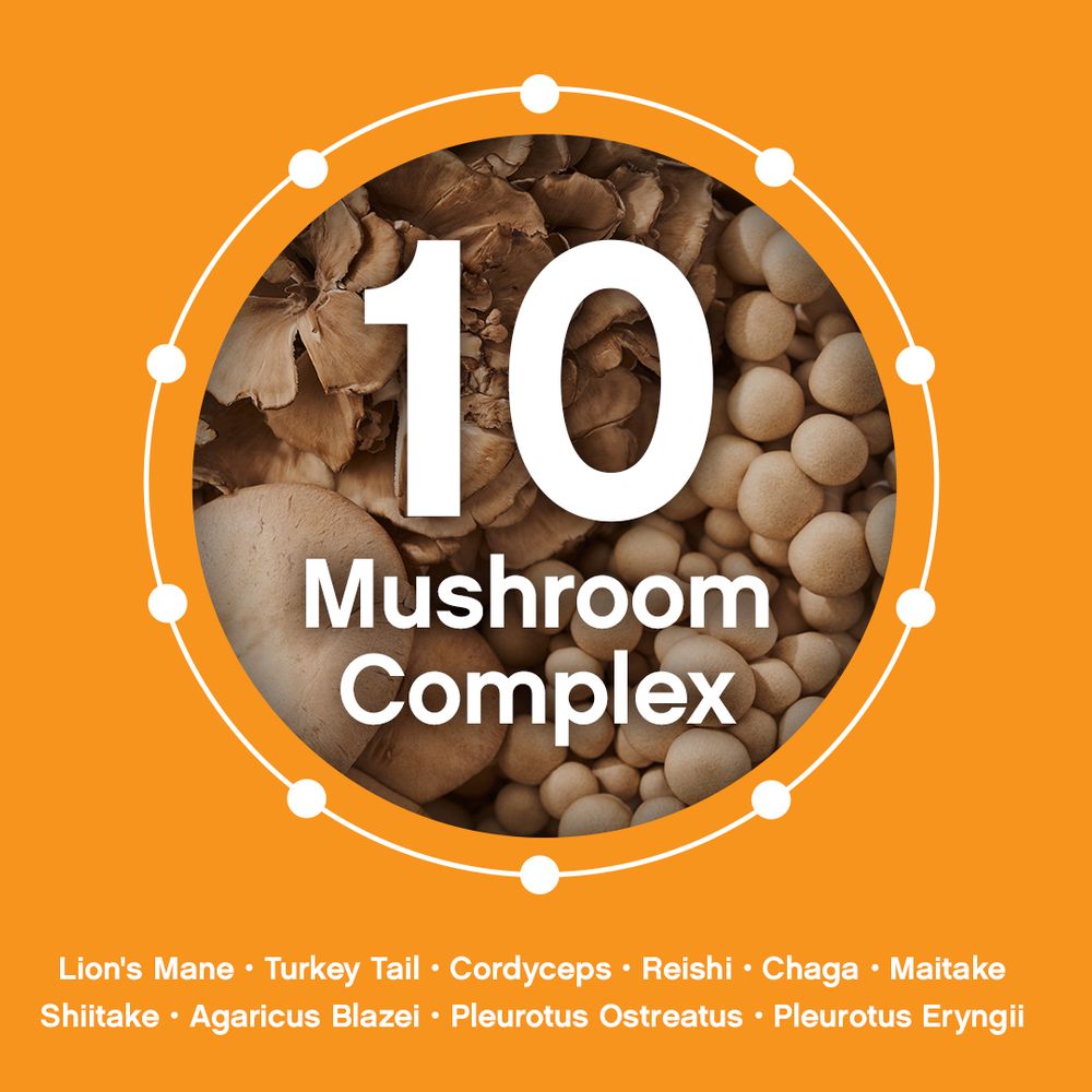 Organic Mushroom Capsules | Grown in a Certified US Facility | 10-in-1 Complex 1,200 mg | Lion’s Mane, Chaga, Turkey Tail, Maitake, Shiitake, Reishi  & More | Laboratory Tested | Superior Absorption