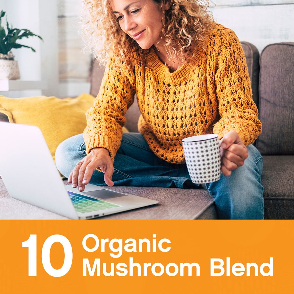 Organic Mushroom Capsules | Grown in a Certified US Facility | 10-in-1 Complex 1,200 mg | Lion’s Mane, Chaga, Turkey Tail, Maitake, Shiitake, Reishi  & More | Laboratory Tested | Superior Absorption